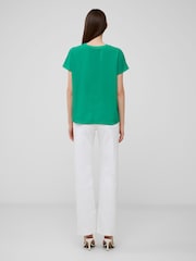 French Connection Green Crepe Light Crew Neck Top - Image 2 of 3