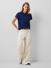 French Connection Blue Crepe Light Crew Neck Top - Image 1 of 5