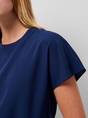 French Connection Blue Crepe Light Crew Neck Top - Image 4 of 5