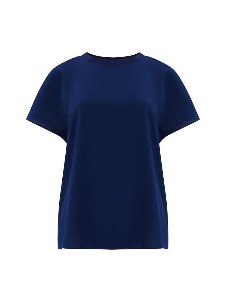 French Connection Blue Crepe Light Crew Neck Top - Image 5 of 5