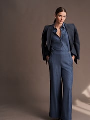 Blue Denim Look Wide Leg Trousers - Image 2 of 5