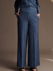 Blue Denim Look Wide Leg Trousers - Image 4 of 5