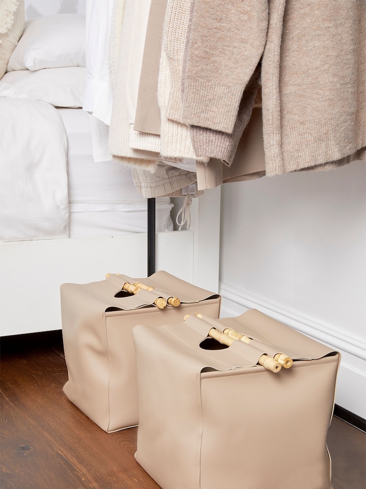 Style Sisters Nude PU Leather Storage with Bamboo Handles - Image 1 of 6