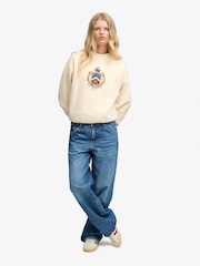 Superdry Cream Crest Loose Crew Neck Sweatshirt - Image 3 of 5