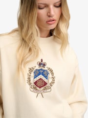 Superdry Cream Crest Loose Crew Neck Sweatshirt - Image 4 of 5