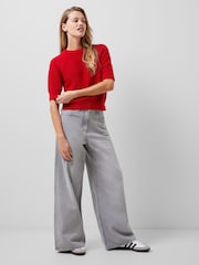 French Connection Red 100% Cotton Short Sleeve Lily Mozart Jumper - Image 1 of 4
