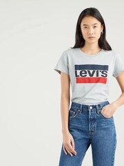 Levi's® Grey 100% Cotton Perfect Sportswear Logo T-Shirt - Image 1 of 6