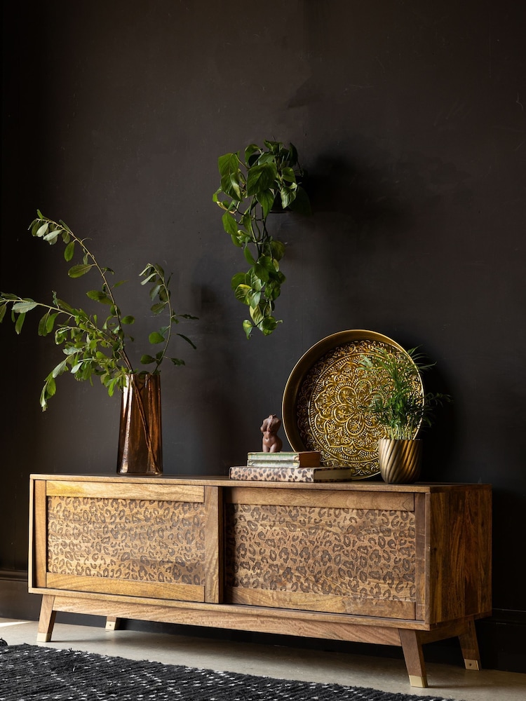 Rockett St George Mango Wood Leopard Print TV Unit - Image 1 of 13