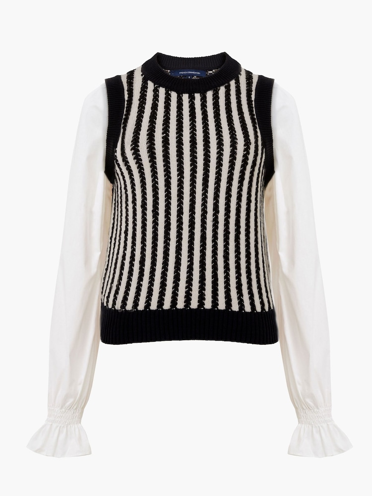 French Connection Black Moma Vest Mix Jumper - Image 4 of 4