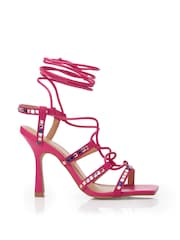 Moda in Pelle Roccoco Lace-Up Studded Upper Heeled Sandals - Image 1 of 3