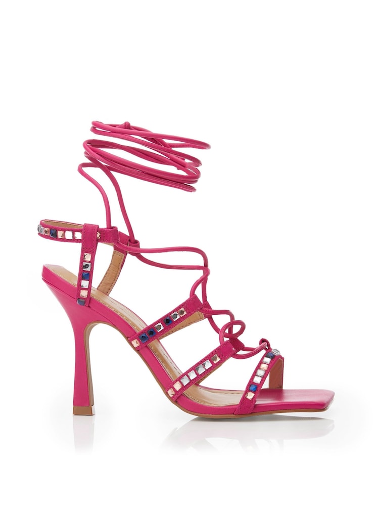 Moda in Pelle Roccoco Lace-Up Studded Upper Heeled Sandals - Image 1 of 3
