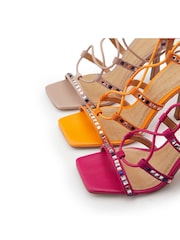 Moda in Pelle Roccoco Lace-Up Studded Upper Heeled Sandals - Image 3 of 3
