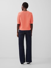 French Connection Orange 100% Cotton Short Sleeve Lily Mozart Jumper - Image 2 of 4