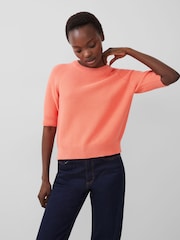 French Connection Orange 100% Cotton Short Sleeve Lily Mozart Jumper - Image 3 of 4