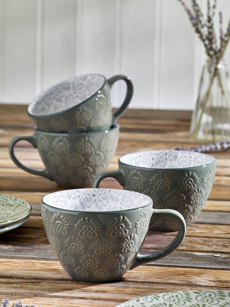 Set of 4 Sage Green Leia Mugs - Image 1 of 3