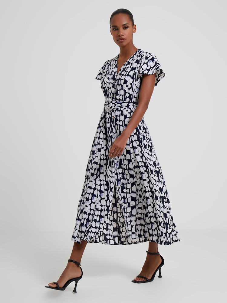 French Connection Blue Islanna Crepe Midi Dress - Image 1 of 4