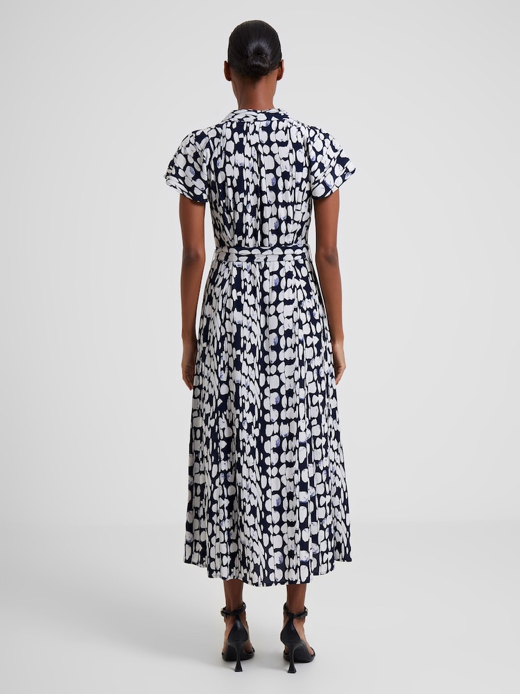 French Connection Blue Islanna Crepe Midi Dress - Image 2 of 4