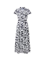 French Connection Blue Islanna Crepe Midi Dress - Image 4 of 4