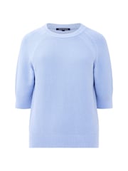 French Connection Blue 100% Cotton Short Sleeve Lily Mozart Jumper - Image 4 of 4