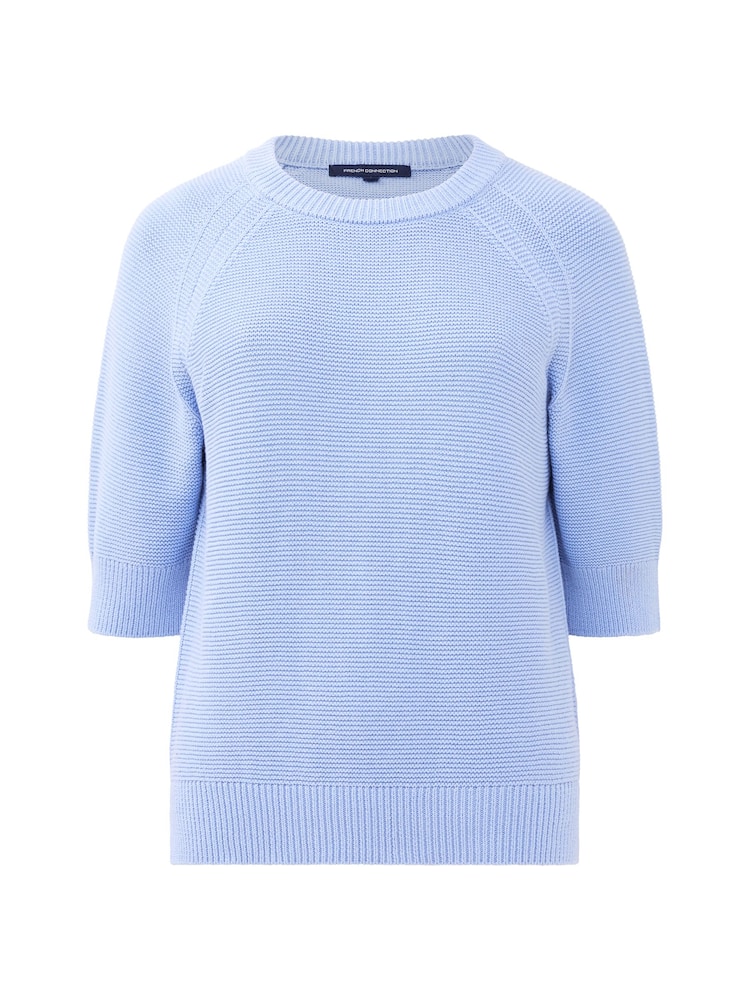 French Connection Blue 100% Cotton Short Sleeve Lily Mozart Jumper - Image 4 of 4