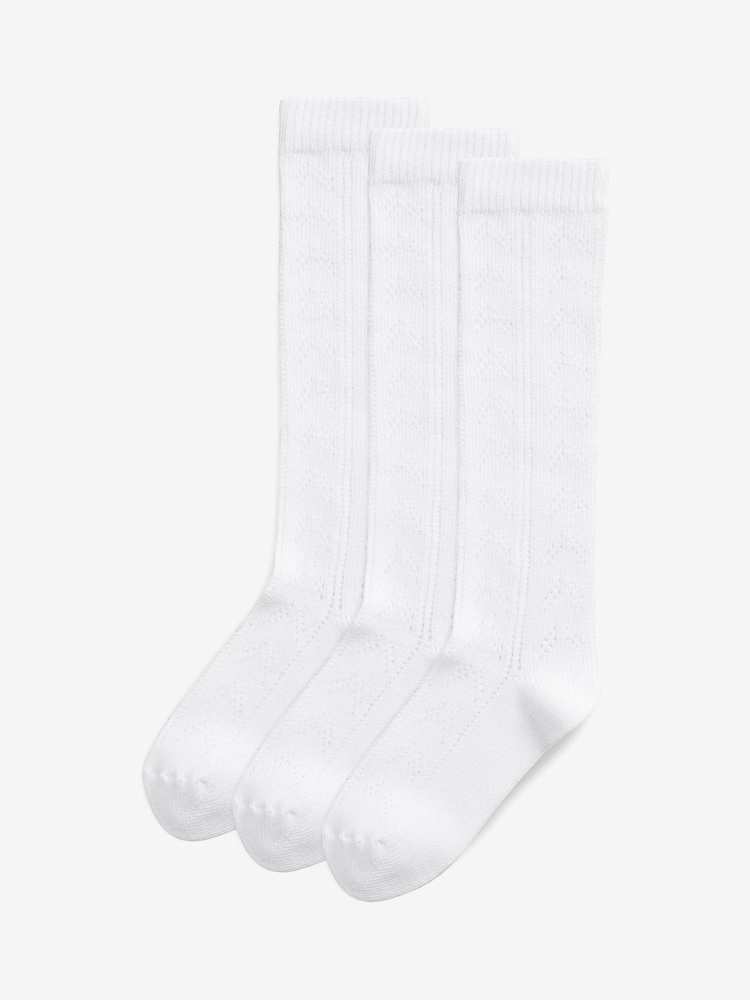 Bela - 3 Pack bombaž bogata Pointelle kolena visoke šolske nogavice - Slika 2 iz 3