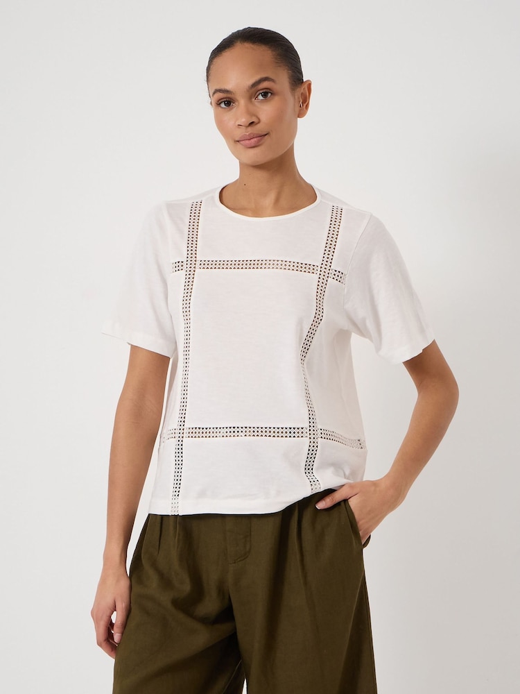 Hush White Elva Cotton Lace Detail T-Shirt - Image 1 of 6