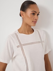 Hush White Elva Cotton Lace Detail T-Shirt - Image 4 of 6