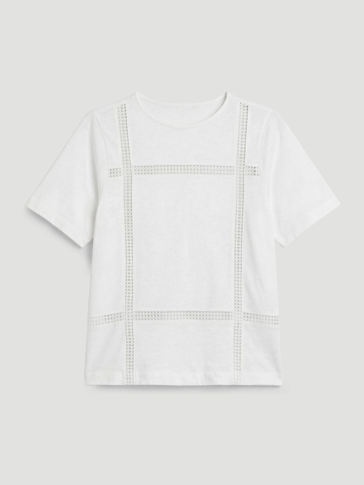 Hush White Elva Cotton Lace Detail T-Shirt - Image 6 of 6