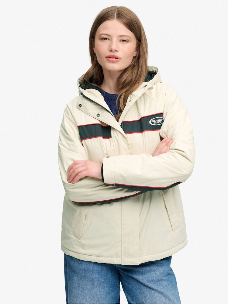 Superdry Cream Vintage Hooded Wind Jacket - Image 2 of 6 Superdry Cream Vintage Hooded Wind Jacket - Image 2 of 6