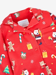JoJo Maman Bébé Red Kids' Christmas All-In-One Pyjamas - Image 2 of 3