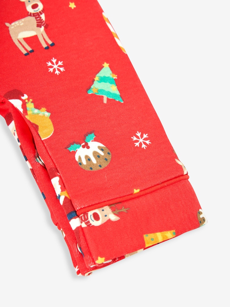 JoJo Maman Bébé Red Kids' Christmas All-In-One Pyjamas - Image 3 of 3