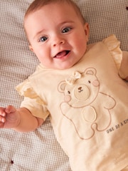Cream Bear Baby 100% Cotton Top and Shorts 2 Piece Set - Image 2 of 11