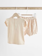 Cream Bear Baby 100% Cotton Top and Shorts 2 Piece Set - Image 5 of 11