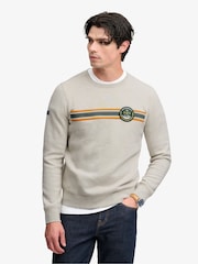 Superdry Natural Outdoor Stripe Logo Relaxed Sweatshirt - Image 1 of 5