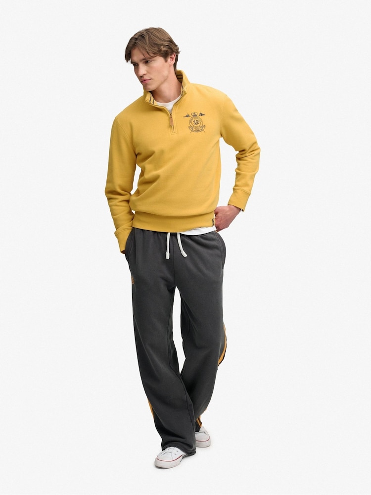 Superdry Yellow Gothic Varsity Half Zip Sweatshirt - Image 2 of 6 Superdry Yellow Gothic Varsity Half Zip Sweatshirt - Image 2 of 6