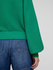 French Connection Green 100% Cotton Lily Mozart Jumper - Image 3 of 4