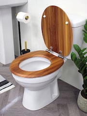 Showerdrape Brown Norfolk Soft Close Wooden Toilet Seat - Image 2 of 4