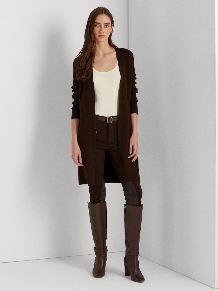 Lauren Ralph Lauren Cotton Blend Brown Cardigan - Image 2 of 5