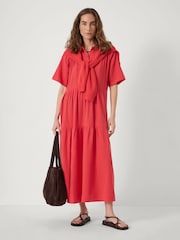 Hush Red Maeve Cotton Cheesecloth Shirt Dress - Image 1 of 5
