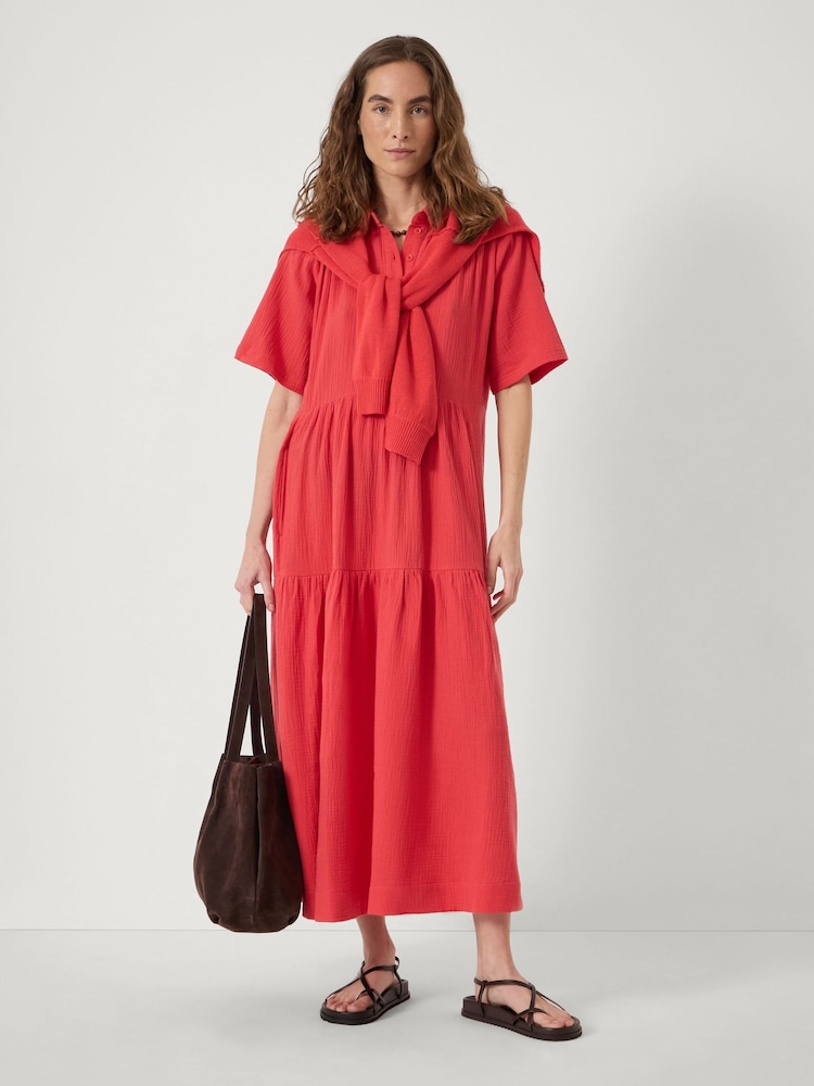 Hush Red Maeve Cotton Cheesecloth Shirt Dress - Image 1 of 5