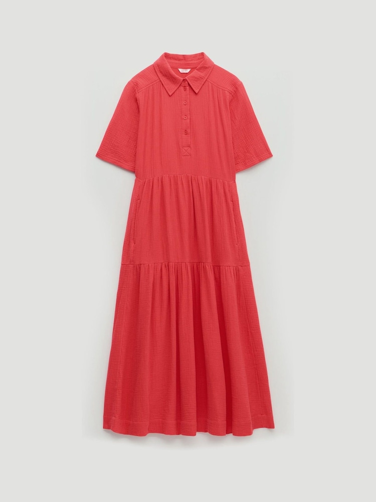 Hush Red Maeve Cotton Cheesecloth Shirt Dress - Image 5 of 5
