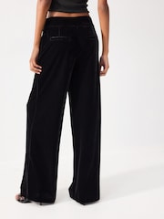 Black Velvet Wide Leg Trousers - Image 3 of 6
