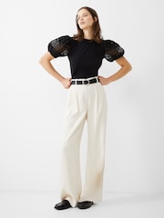 Schwarz - French Connection Broiderie Rosana Anges T-Shirt - Bild 1 von 4