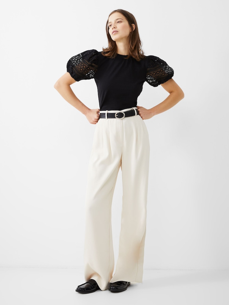Schwarz - French Connection Broiderie Rosana Anges T-Shirt - Bild 1 von 4
