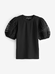 Schwarz - French Connection Broiderie Rosana Anges T-Shirt - Bild 4 von 4
