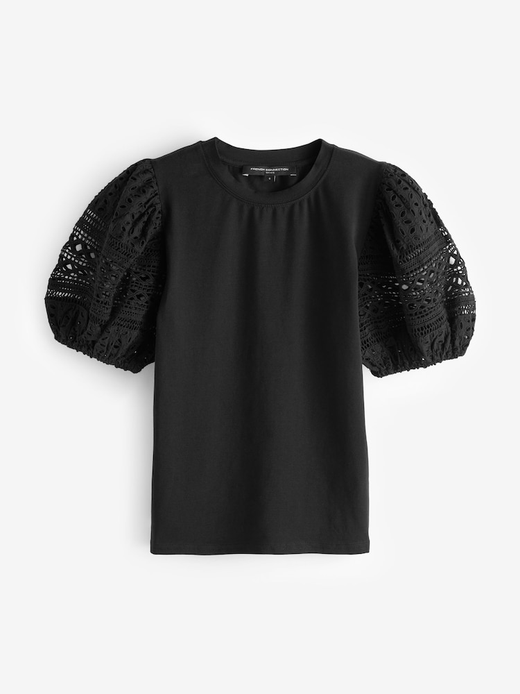 Schwarz - French Connection Broiderie Rosana Anges T-Shirt - Bild 4 von 4