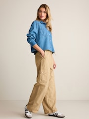 Camel Brown Parachute Pull On Cargo Trousers - Image 3 of 7