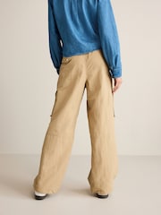 Camel Brown Parachute Pull On Cargo Trousers - Image 4 of 7