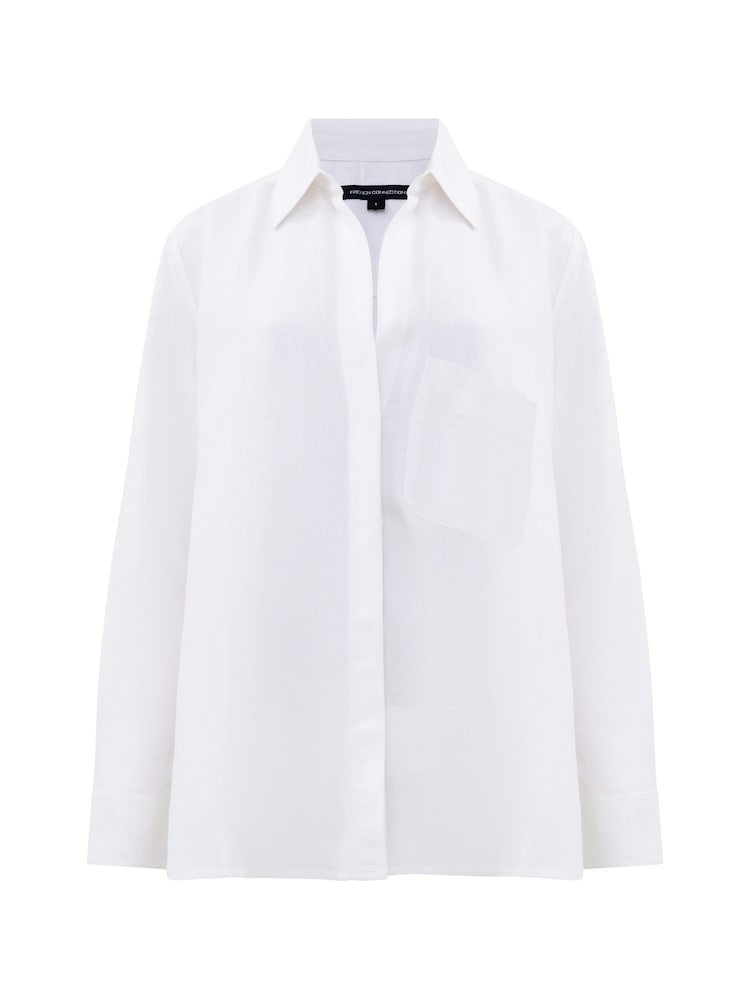 French Connection White Birdie Linen Boyfriend Shirt - Image 4 of 4