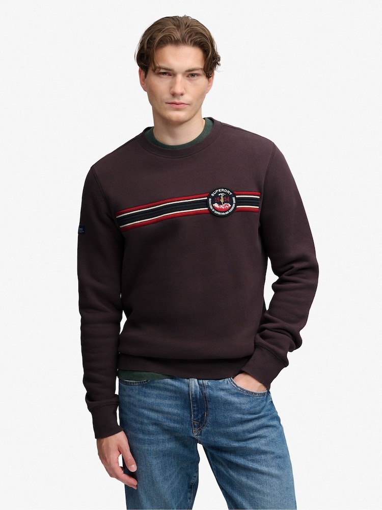 Superdry Brown Outdoor Stripe Logo Relaxed Sweatshirt - Image 1 of 6